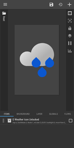In KWGT editor • Google Weather Komponent