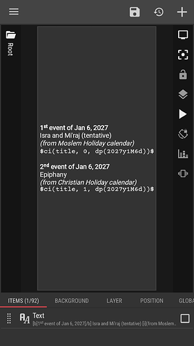 Multiple events from selected calendars
